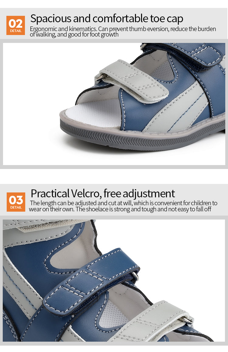 Orthopedic Sandal for Boys Kids High-Top Ankle Brace Support,Splicing Buckle Strap Summer Children Shoes with Corrective Insole