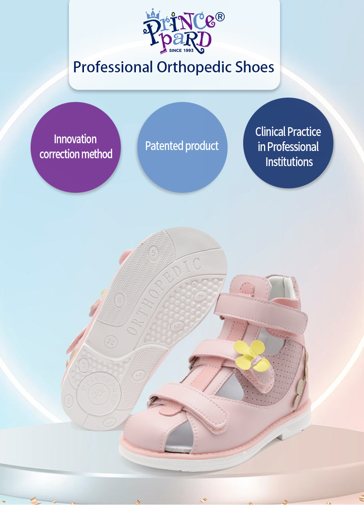Girls Summer Sandals with Flower Princepard Children's Orthopedic Shoes Ankle Support Corrective Toe Walking Club Feet
