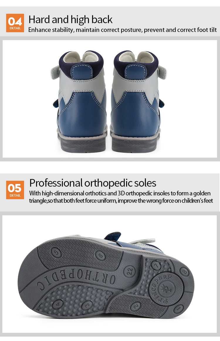 Orthopedic Sandal for Boys Kids High-Top Ankle Brace Support,Splicing Buckle Strap Summer Children Shoes with Corrective Insole