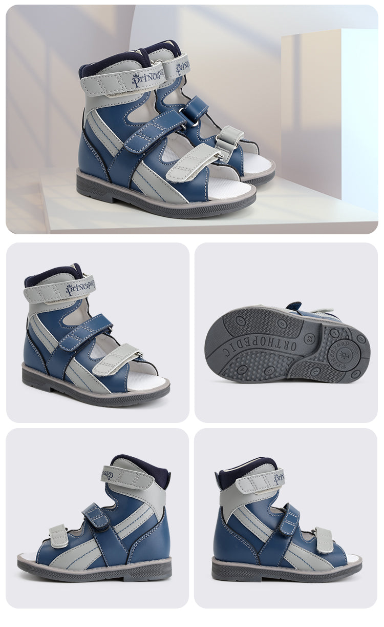 Orthopedic Sandal for Boys Kids High-Top Ankle Brace Support,Splicing Buckle Strap Summer Children Shoes with Corrective Insole