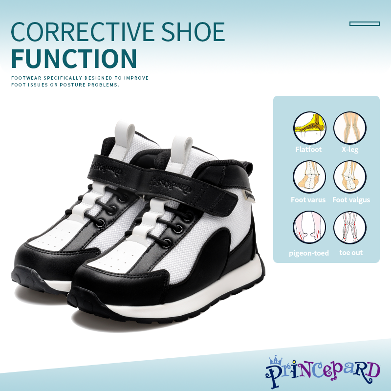 Princepard Orthopedic Children's Sneakers High-Top Corrective Shoes for Toddlers with Arch And Ankle Support Unisex Girls Boys
