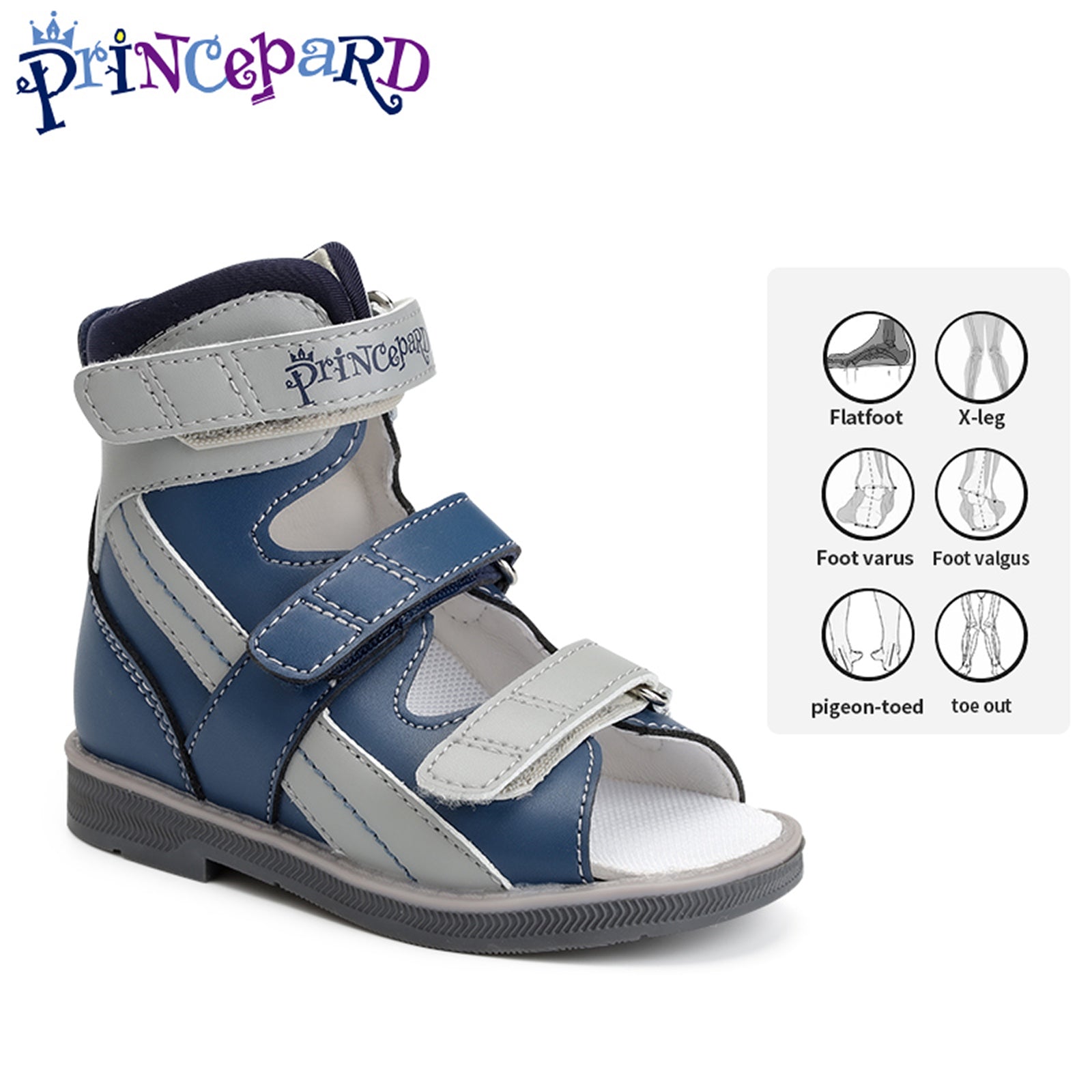 Orthopedic Sandal for Boys Kids High-Top Ankle Brace Support,Splicing Buckle Strap Summer Children Shoes with Corrective Insole