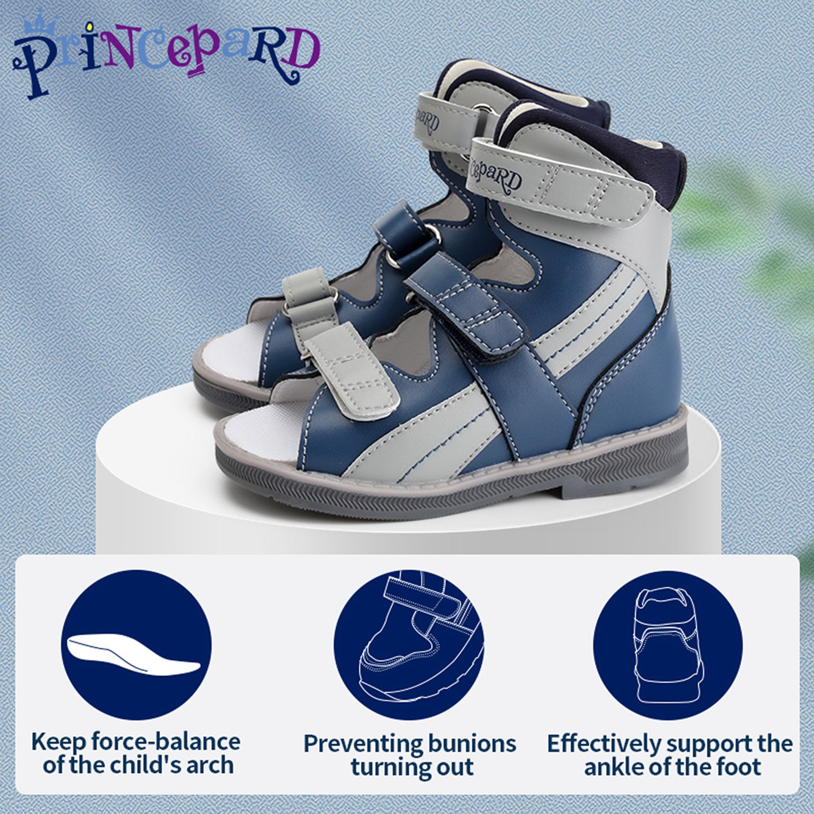 Orthopedic Sandal for Boys Kids High-Top Ankle Brace Support,Splicing Buckle Strap Summer Children Shoes with Corrective Insole