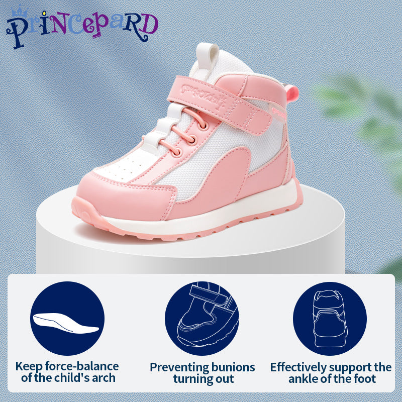 Princepard Orthopedic Children's Sneakers High-Top Corrective Shoes for Toddlers with Arch And Ankle Support Unisex Girls Boys
