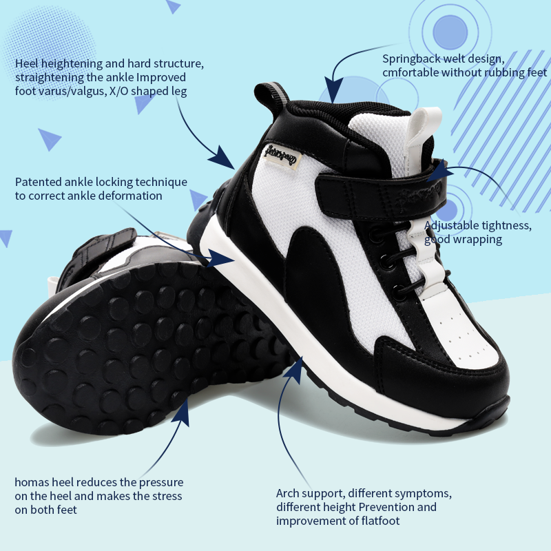 Princepard Orthopedic Children's Sneakers High-Top Corrective Shoes for Toddlers with Arch And Ankle Support Unisex Girls Boys