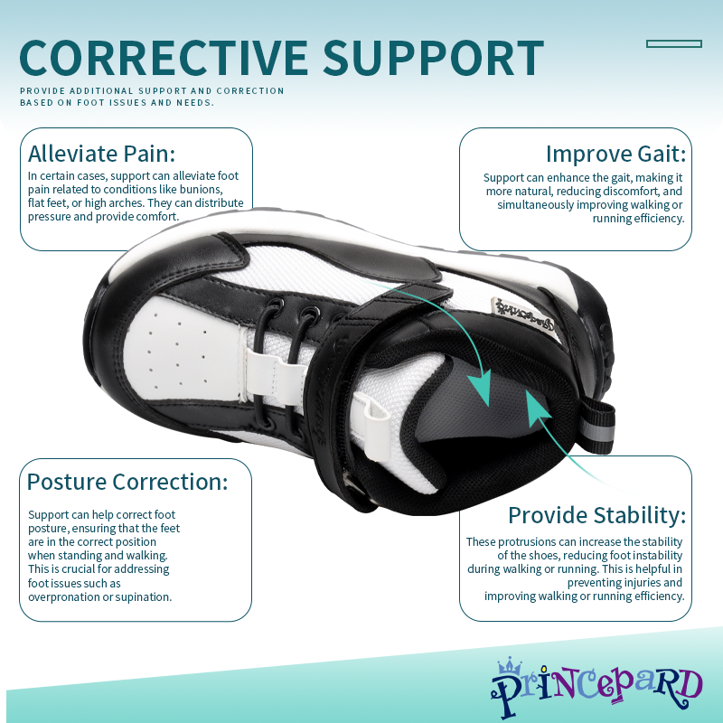 Princepard Orthopedic Children's Sneakers High-Top Corrective Shoes for Toddlers with Arch And Ankle Support Unisex Girls Boys