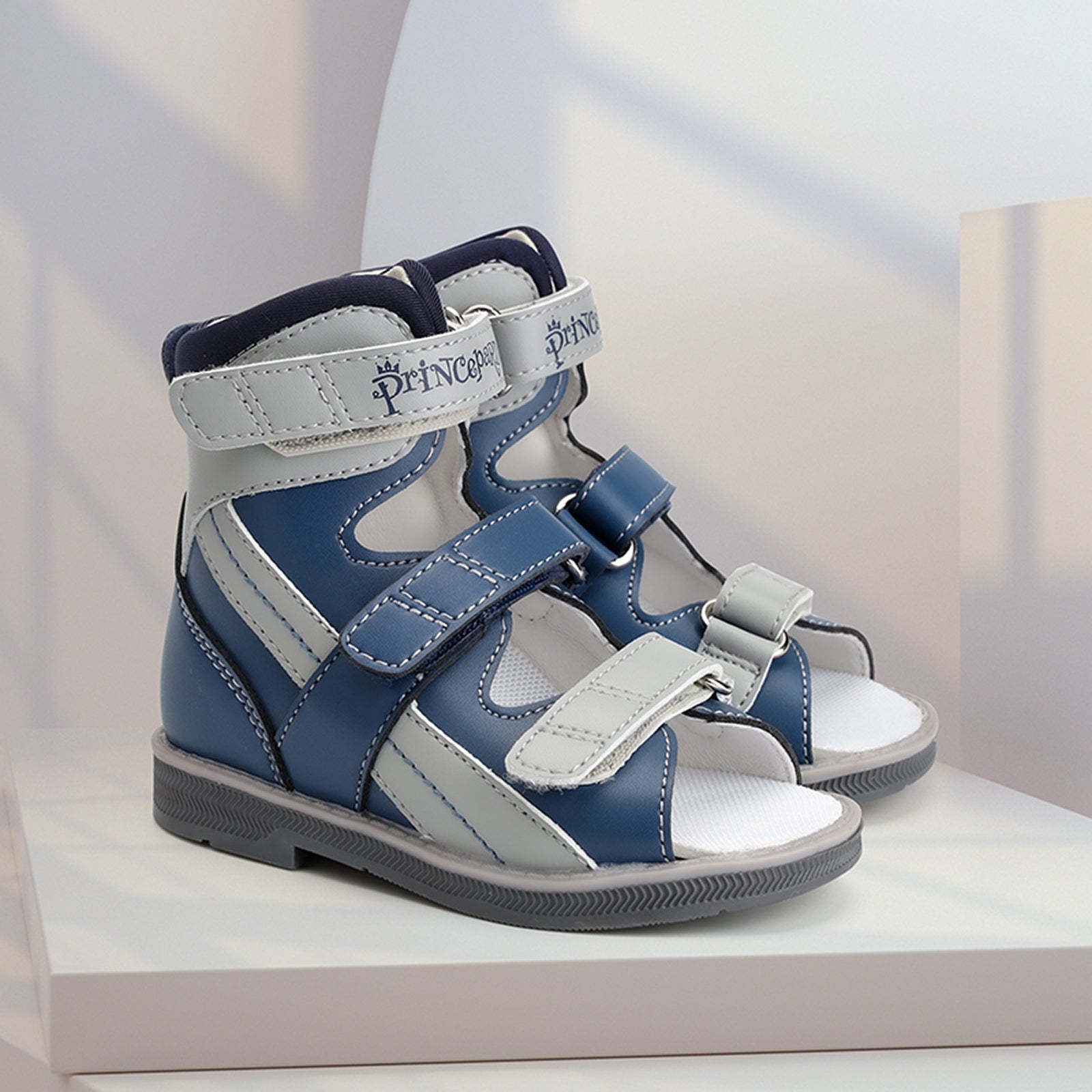 Orthopedic Sandal for Boys Kids High-Top Ankle Brace Support,Splicing Buckle Strap Summer Children Shoes with Corrective Insole