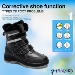 Princepard Kids Orthopedic Ankle Snow Boots with Arch Support Insoles Leather Adult Children's Casual Shoes for Flat Feet