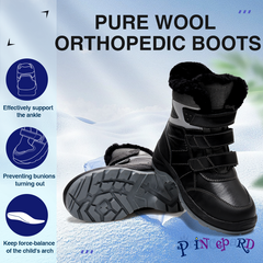 Princepard Kids Orthopedic Ankle Snow Boots with Arch Support Insoles Leather Adult Children's Casual Shoes for Flat Feet