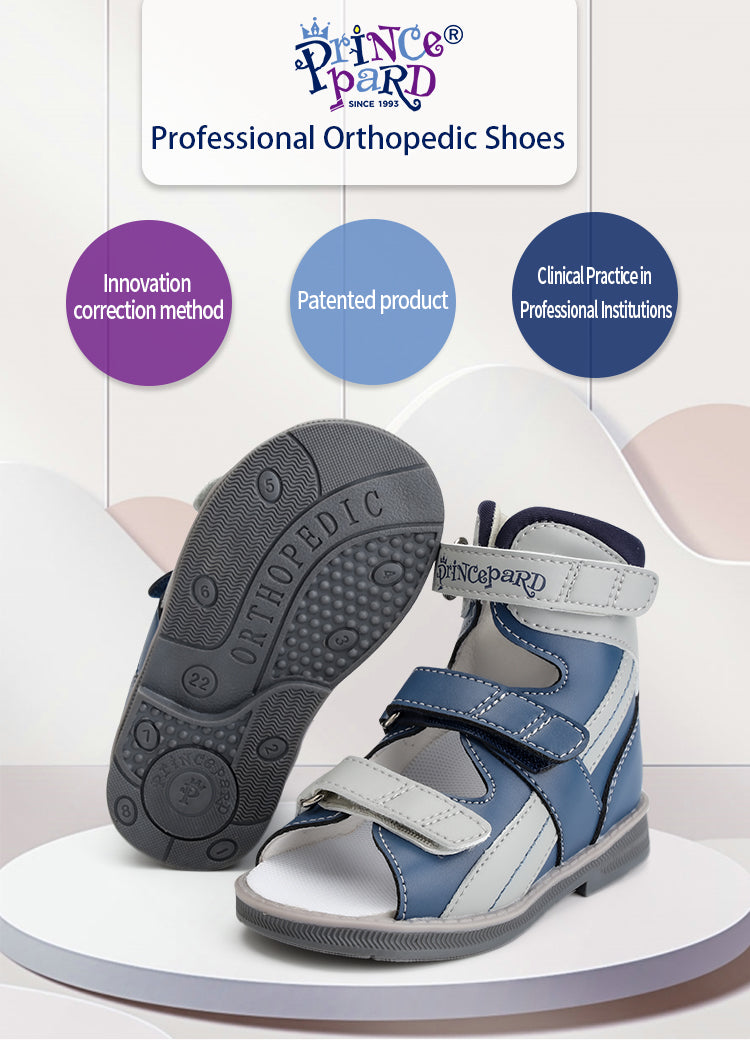 Orthopedic Sandal for Boys Kids High-Top Ankle Brace Support,Splicing Buckle Strap Summer Children Shoes with Corrective Insole