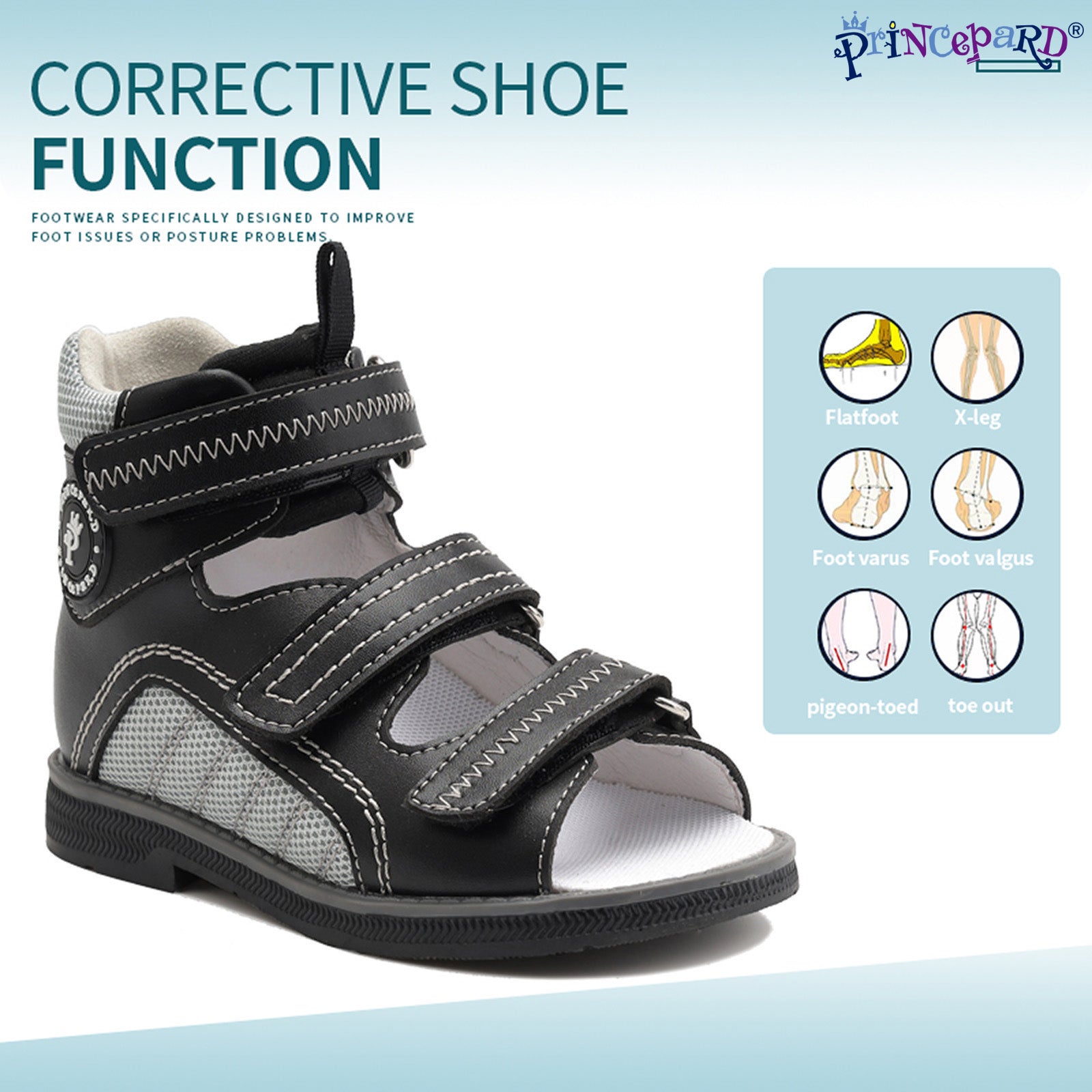 Kids Orthopedic Sandals,Princepard Toddlers Corrective Shoes for Boys and Girls Correct Feet Issues Toe Walking Flat Foot - Princepard