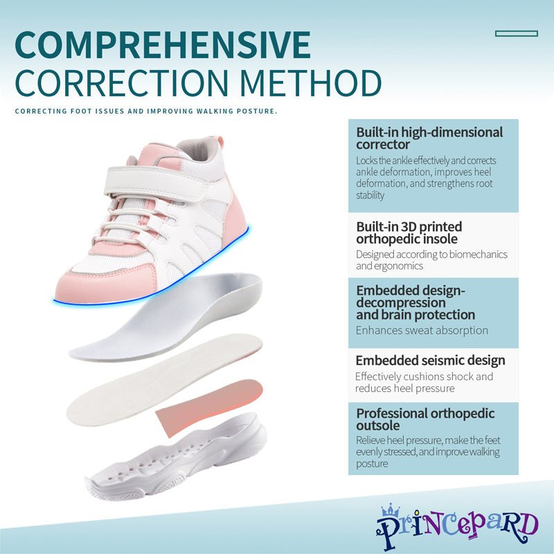 Orthopedic Shoe for Kids and Toddlers Princepard Corrective Sneakers with Ankle Arch Support for Boys and Girls'Flat Feet Pink - Princepard